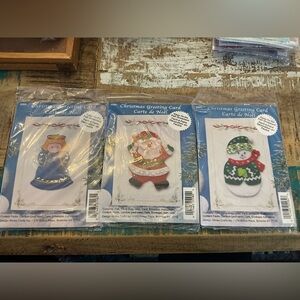 Set of 3 Christmas Greeting Card Craft Sets with Angel, Santa, and Snowman kits.